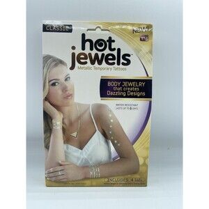 HOT JEWELS Metallic Temporary Body Jewelry Tattoos, 4 Sheets, Classic NIB
